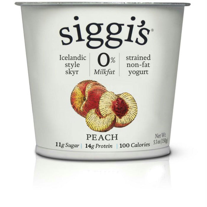 Siggi's: Yogurt Strained Non-fat Icelandic Style Skyr Peach, 5.3 Oz