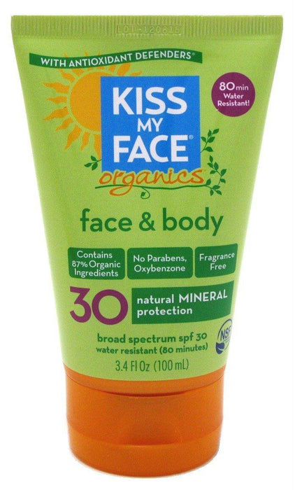 Kiss My Face: Body & Face Mineral Spf 30 Natural Organic Sunscreen, 3.4 Oz