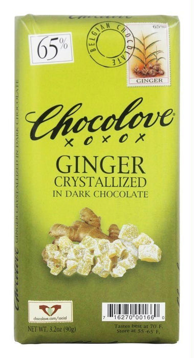 Chocolove: Dark Chocolate Bar Crystallized Ginger, 3.2 Oz