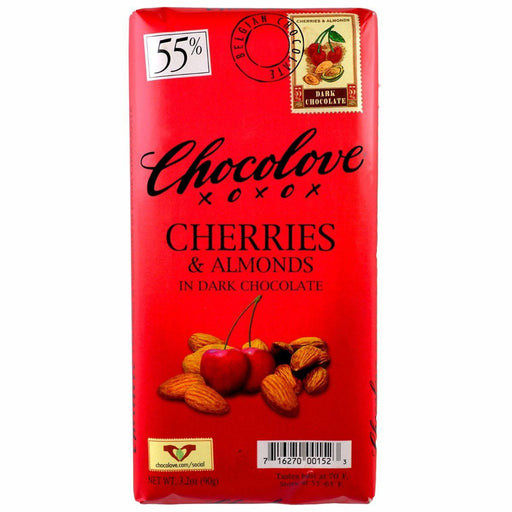 Chocolove: Cheries & Almonds In Dark Chocolate Bar, 3.2 Oz