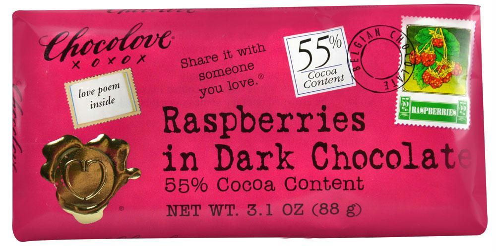 Chocolove: Raspberries In Dark Chocolate Bar, 3.1 Oz