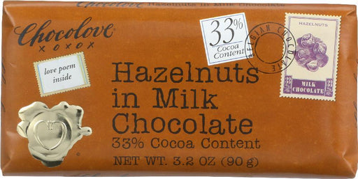 Chocolove: Hazelnuts In Milk Chocolate Bar, 3.2 Oz