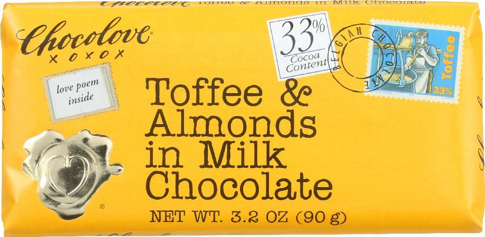 Chocolove: Toffee & Almonds In White Chocolate, 3.2 Oz