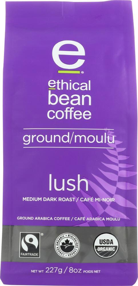 Ethical Bean: Lush Medium Dark Roast Ground Coffee, 8 Oz