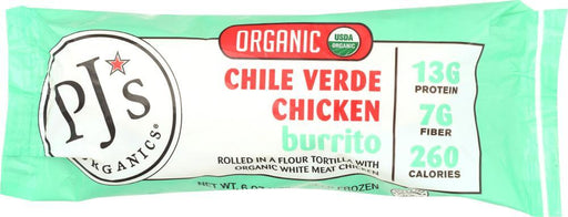 Pjs Organics: Burrito Chicken Chile Vrd (6.000 Oz)