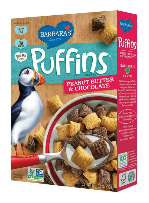 Barbara's: Puffins Cereal Peanut Butter And Chocolate, 10.5 Oz