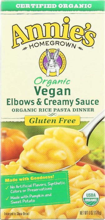 Annies Homegrown: Organic Vegan Elbows & Creamy Sauce, 6 Oz