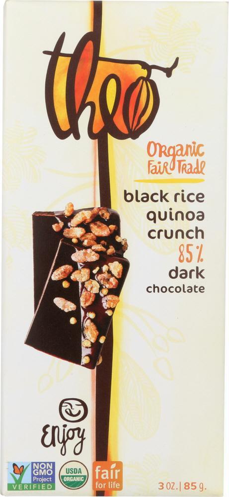 Theo Chocolate: Choc Bar Dk 85% Blk Rice (3.000 Oz)