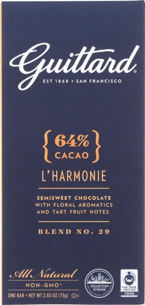 Guittard: 64% Cacao L’harmonie Semi Sweet Chocolate, 2.65 Oz