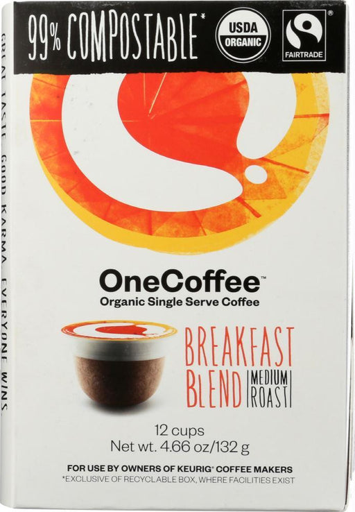 One Coffee: Organic Breakfast Blend Coffee 12 Cups, 4.66 Oz