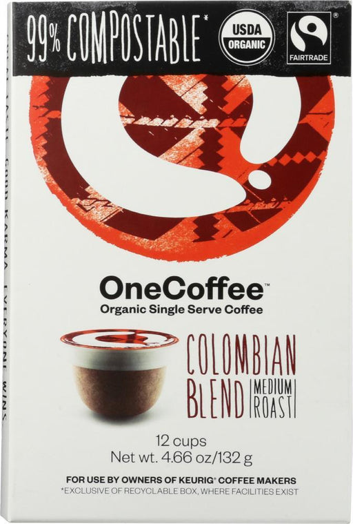 One Coffee: Organic Colombian Blend Coffee 12 Cups, 4.66 Oz