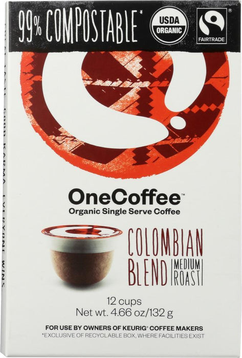 One Coffee: Organic Colombian Blend Coffee 12 Cups, 4.66 Oz