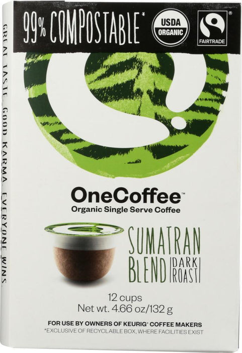 One Coffee: Organic Sumatran Blend Coffee 12 Cups, 4.66 Oz