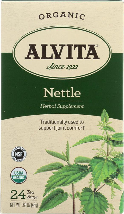 Alvita: Organic Nettle Tea Caffeine Free, Gluten Free, Herbal Supplement, 24 Bg