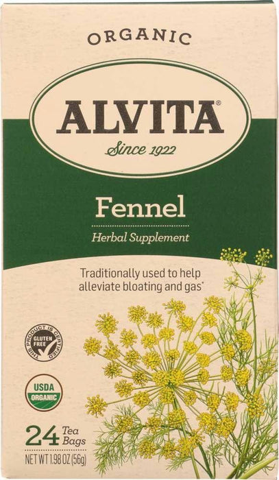 Alvita: Teas, Organic, Fennel Tea, Caffeine Free, 24 Tea Bags, 1.98 Oz (56 G)