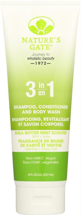 Natures Gate: 3n1 Shea Butter Shampoo Conditioner, 8 Oz