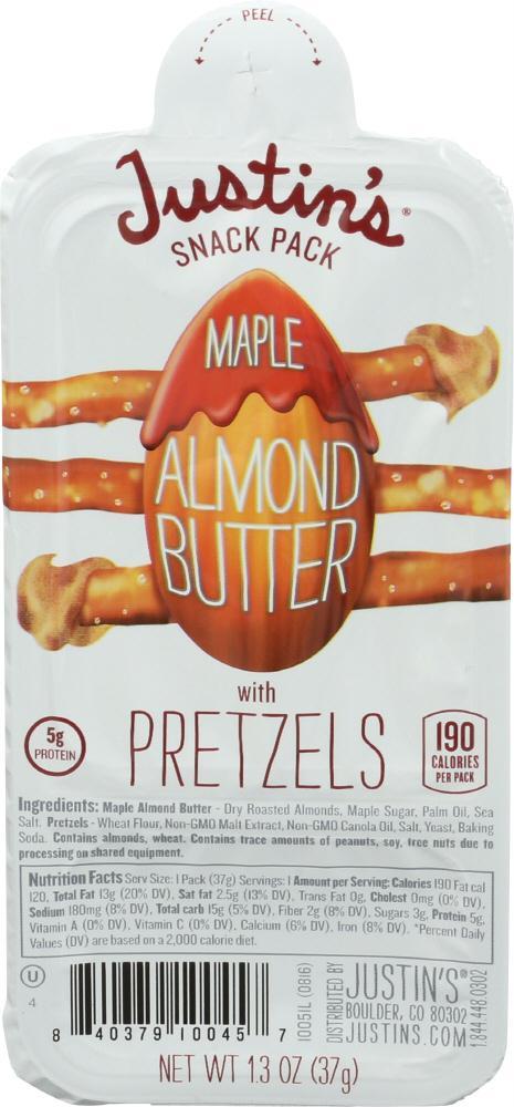 Justins: Maple Almonds Nut Butter Snack Pack, 1.3oz