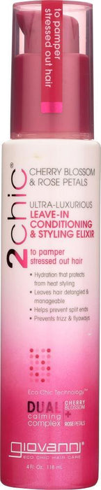 Giovanni Cosmetics: 2chic Ultra-luxurious Leave-in Conditioning & Styling Elixir Cherry Blossom, 4 Oz