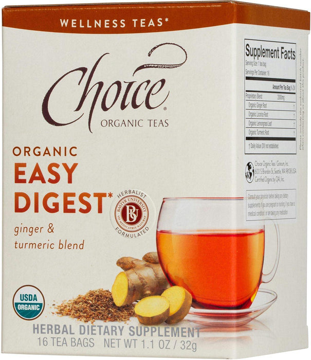 Choice Tea: Organic Easy Digest Wellness Tea 16 Tea Bags, 1.1 Oz