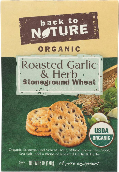 Back To Nature: Roasted Garlic And Herb Cracker, 6 Oz