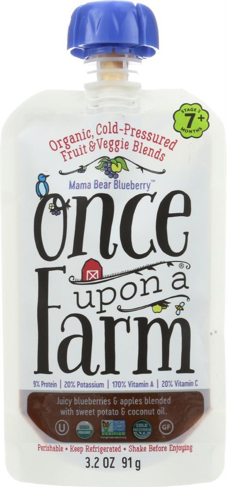 Once Upon A Farm: Organic Stage 2 Baby Food Mama Bear Blueberry, 3.2 Oz