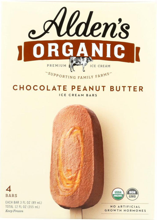 Aldens Organic: Ice Cream Bar Chocolate Peanut Butter, 4 Pk