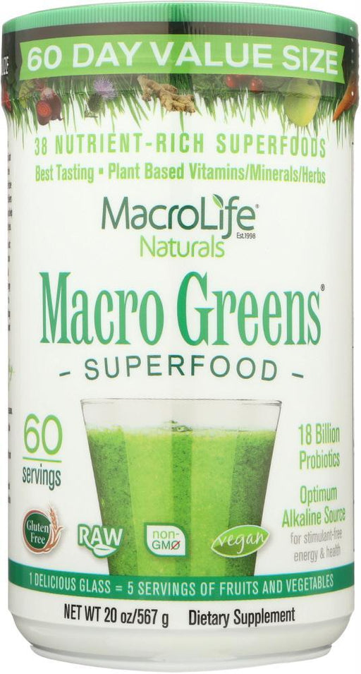 Macrolife Naturals: Macrogreens 60 Servings, 20 Oz