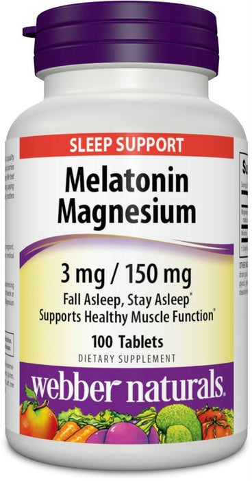 Webber Naturals: Melatonin And Magnesium 150 Mg, 100 Tablets