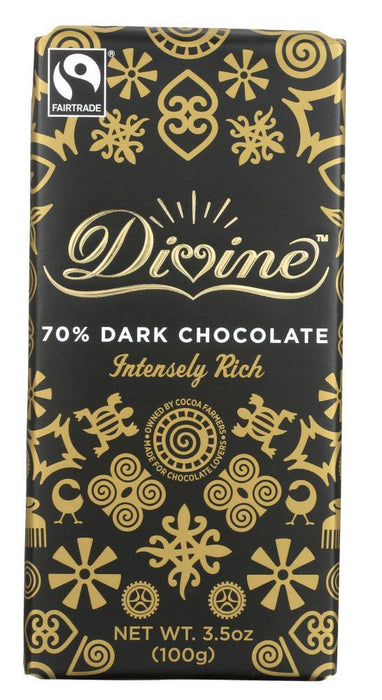 Divine Chocolate: Chocolate Bar Dark 70%, 3.5 Oz