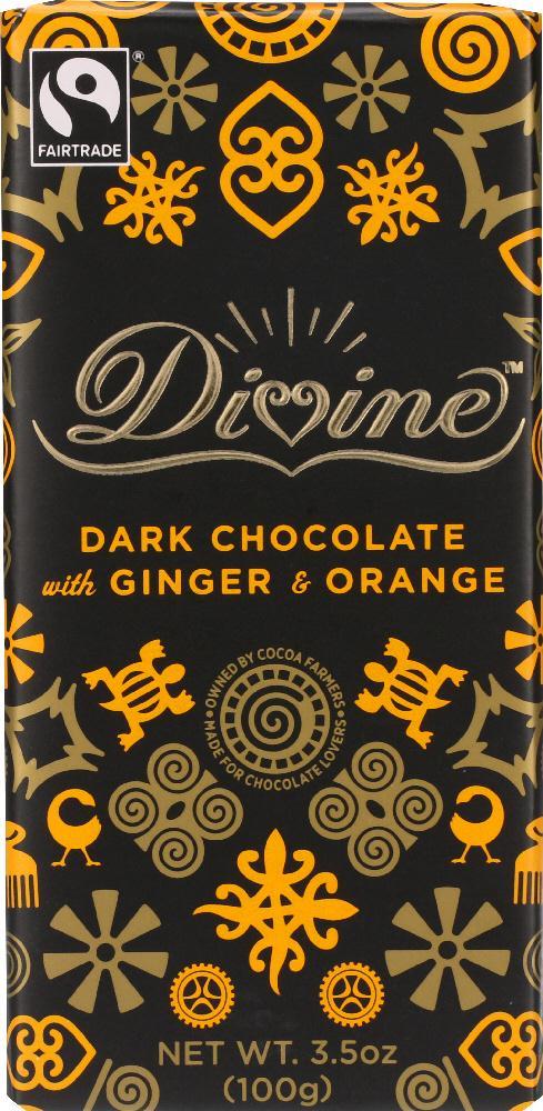 Divine: Chocolate 70 % Dark Chocolate With Ginger & Orange, 3.5 Oz