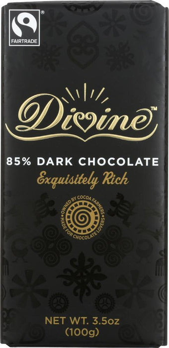 Divine Chocolate: Chocolate Bar Dark 85%, 3.5 Oz