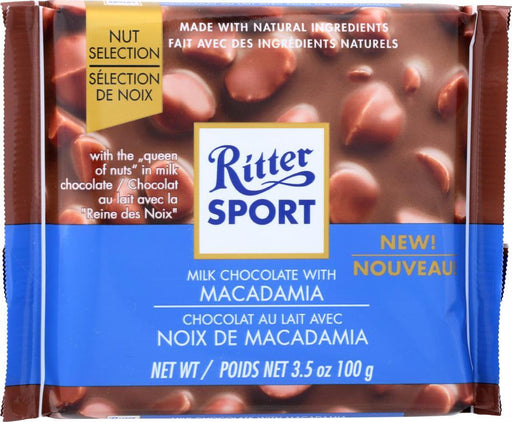 Ritter Sport: Milk Chocolate W- Macadamia Choco Bar, 3.5 Oz