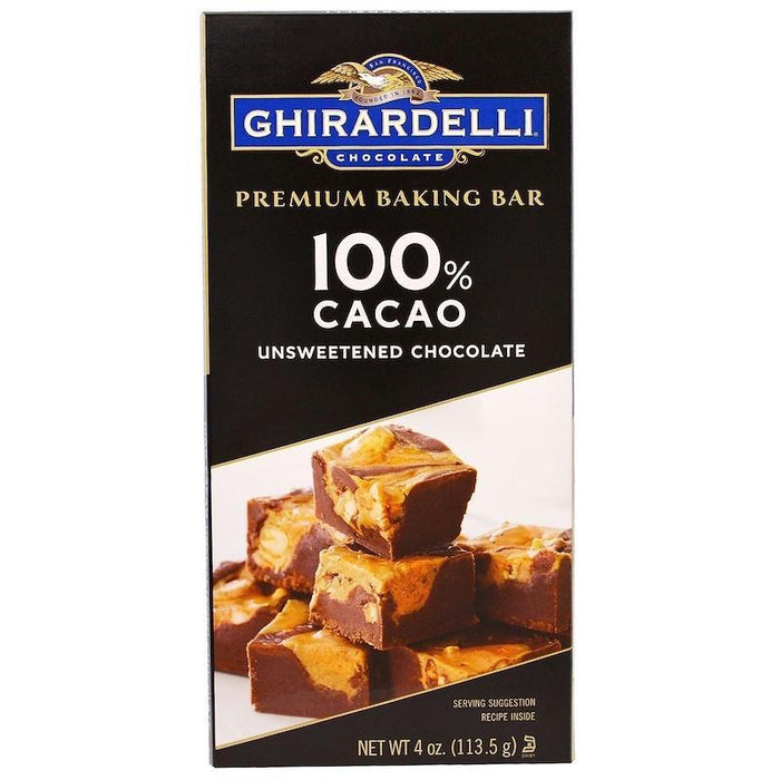 Ghirardelli: Premium Baking Bar 100% Cacao Unsweetened Chocolate, 4 Oz