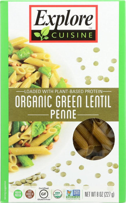 Explore Cuisine: Pasta Green Lentil Penne, 8 Oz