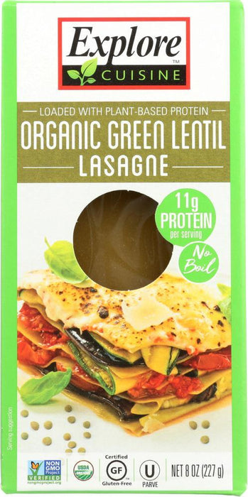 Explore Cuisine: Pasta Green Lentil Lasagna, 8 Oz