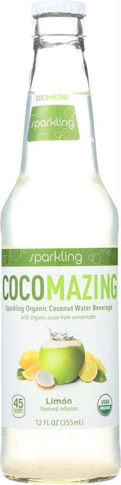 Cocomazing: Water Coconut Sparkling Limon Organic, 12 Oz