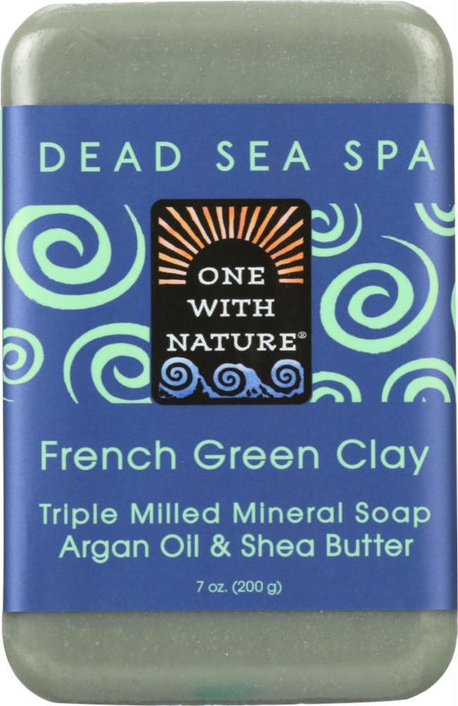 One With Nature: French Green Clay Triple Milled Mineral Bar Soap Argan Oil & Shea Butter, 7 Oz