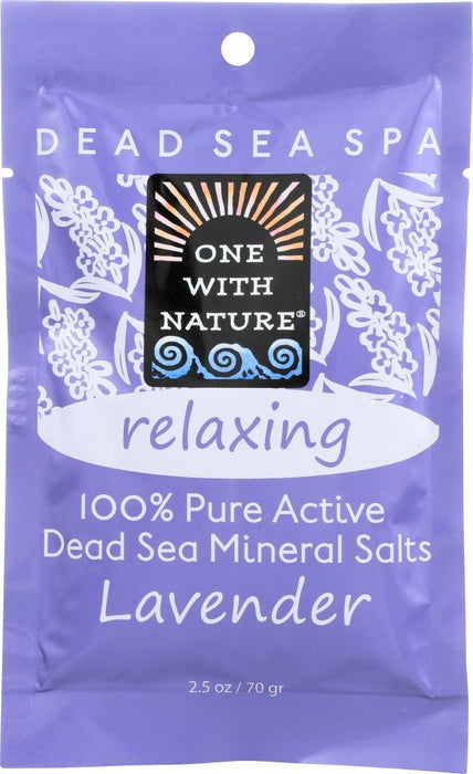 One With Nature: 100% Pure Active Dead Sea Minerals Salts Relaxing Lavender, 2.5 Oz