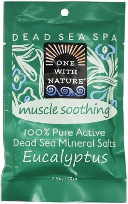 One With Nature: 100% Pure Active Dead Sea Minerals Salts Muscle Soothing Eucalyptus, 2.5 Oz