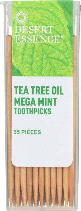 Desert Essence: Tea Tree Oil Mega Mint Toothpicks, 1 Ea