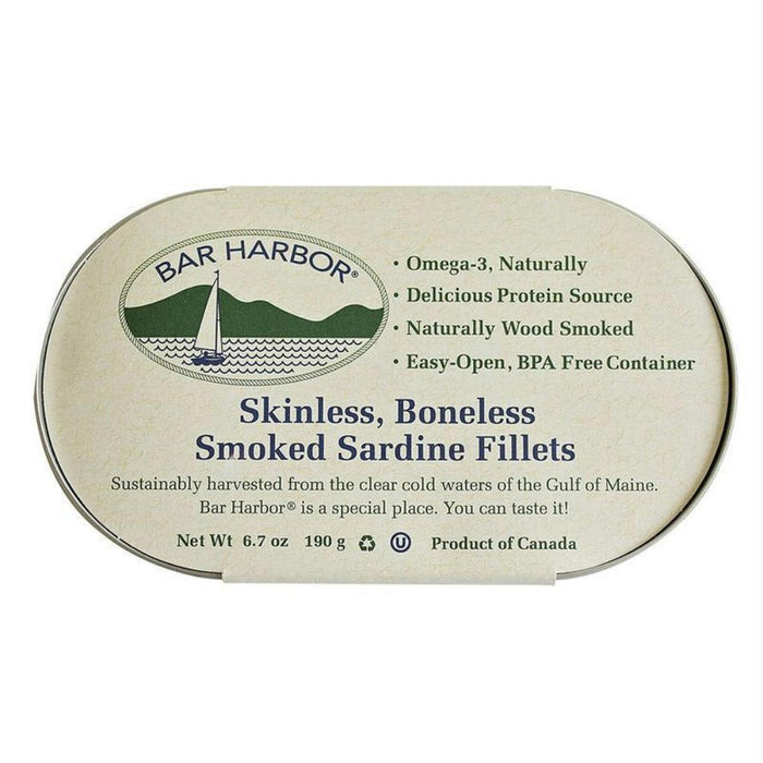 Bar Harbor: Boneless Skinless Smoked Sardine Fillets, 6 Oz