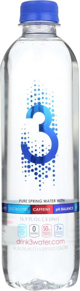 3 Water: Caffeinated Electrolyte Water, 16.9 Fl Oz