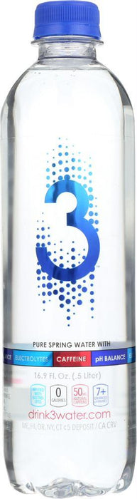 3 Water: Caffeinated Electrolyte Water, 16.9 Fl Oz