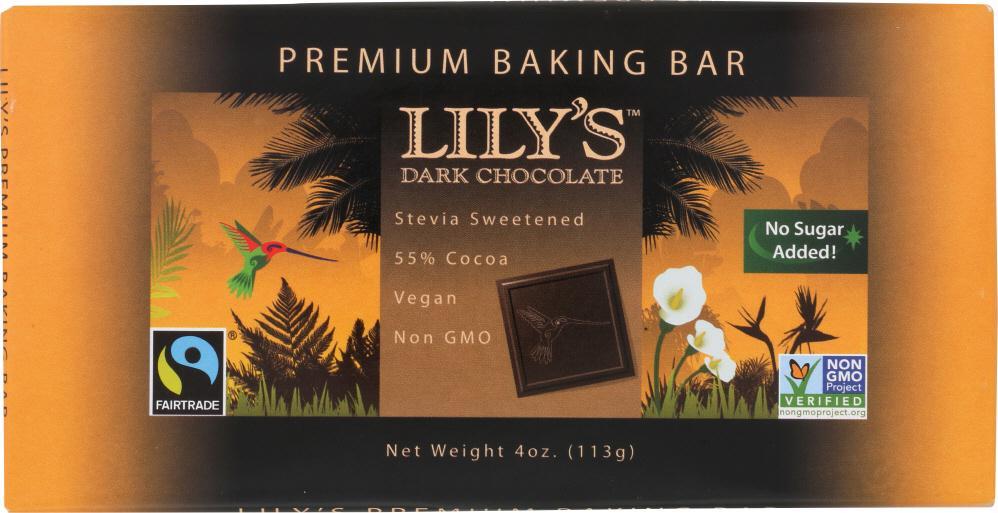 Lilys Sweets: Baking Bar Stevia Sweetened, 4 Oz