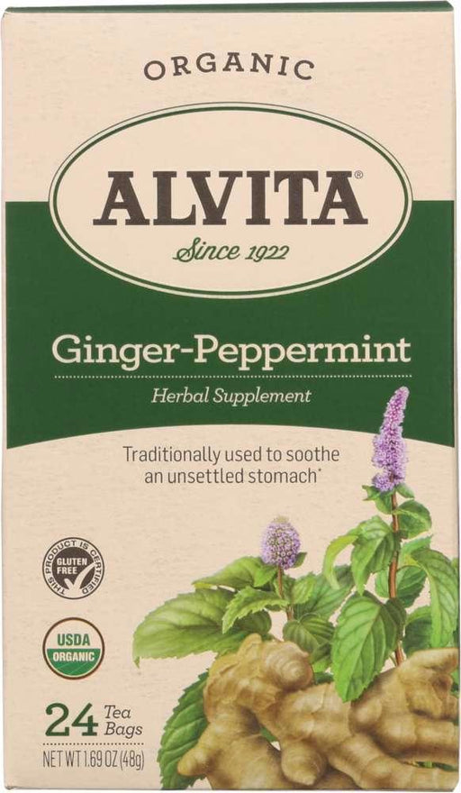 Alvita: Teas Organic Ginger-peppermint Caffeine Free 24 Tea Bags, 1.69 Oz