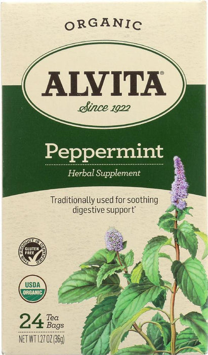 Alvita: Teas Organic Peppermint Caffeine Free 24 Tea Bags, 1.27 Oz