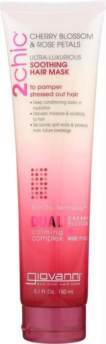 Giovanni Cosmetics: 2chic Ultra-luxurious Soothing Hair Mask Cherry Blossom Rose Petals, 5.1 Oz