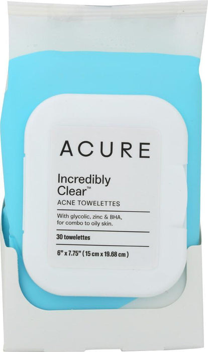 Acure: Incredibly Clear Acne Towelettes, 30 Towelettes