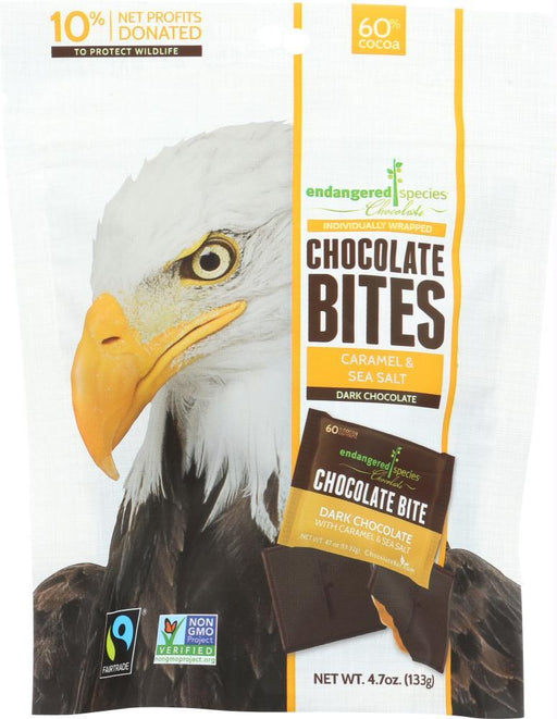 Endangered Species: Chocolate Bites Dark Chocolate With Caramel & Sea Salt, 4.7 Oz