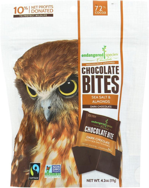 Endangered Species: Chocolate Bites Dark Chocolate With Sea Salt & Almond, 4.2 Oz